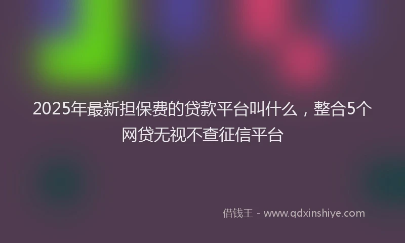 2025年最新担保费的贷款平台叫什么，整合5个网贷无视不查征信平台