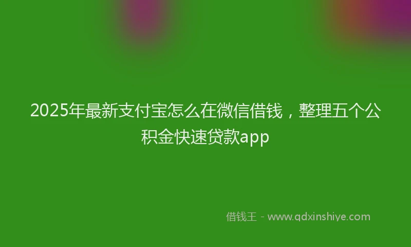 2025年最新支付宝怎么在微信借钱，整理五个公积金快速贷款app