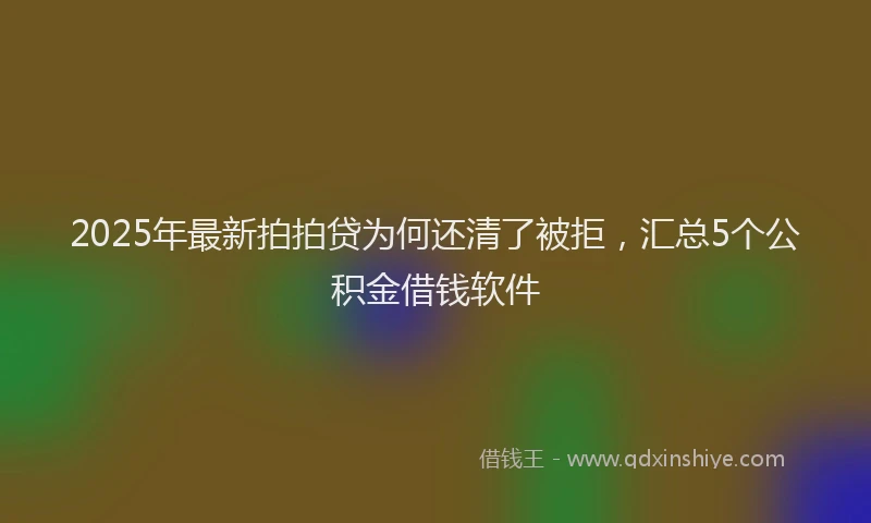 2025年最新拍拍贷为何还清了被拒，汇总5个公积金借钱软件