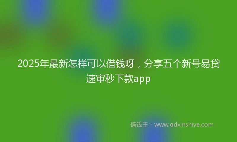 2025年最新怎样可以借钱呀，分享五个新号易贷速审秒下款app
