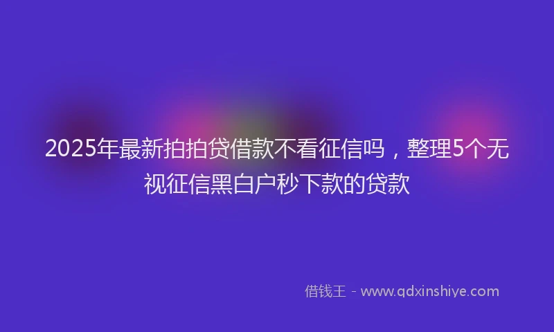 2025年最新拍拍贷借款不看征信吗，整理5个无视征信黑白户秒下款的贷款