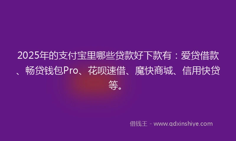 2025年的支付宝里哪些贷款好下款有：爱贷借款、畅贷钱包Pro、花呗速借、魔快商城、信用快贷等。