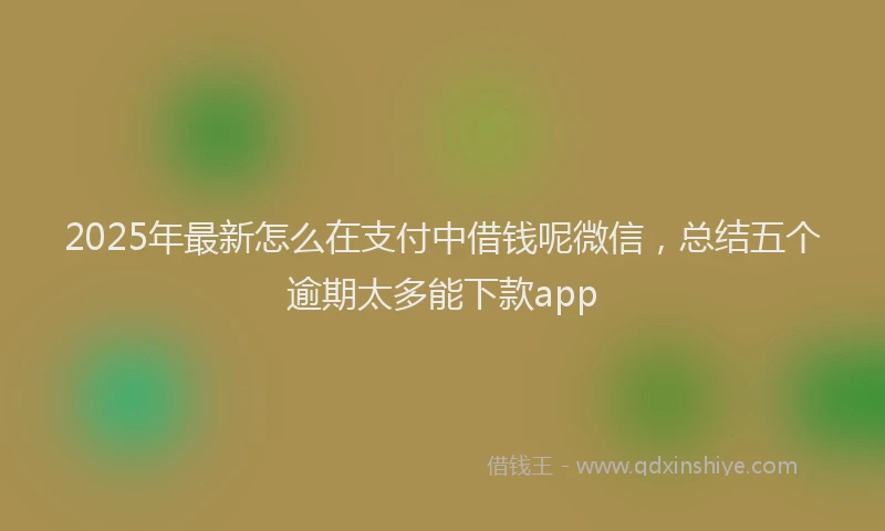 2025年最新怎么在支付中借钱呢微信，总结五个逾期太多能下款app