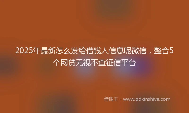 2025年最新怎么发给借钱人信息呢微信，整合5个网贷无视不查征信平台