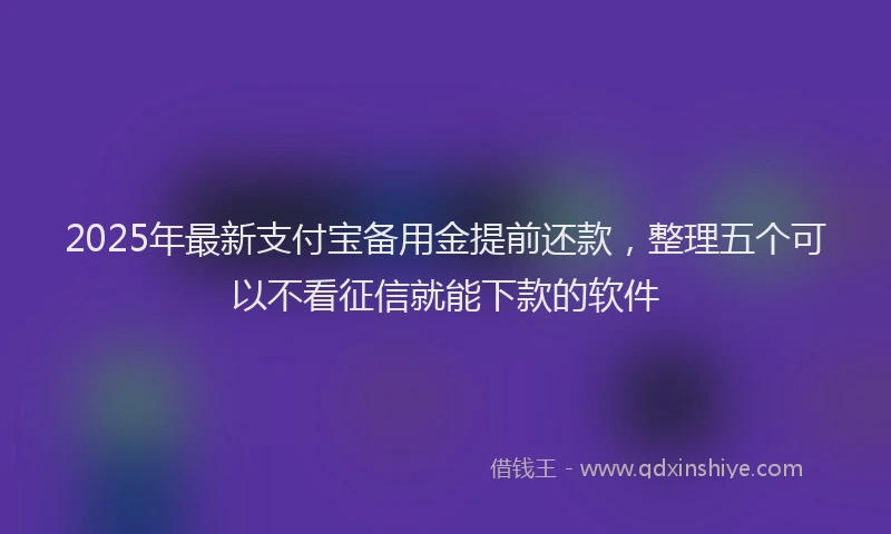 2025年最新支付宝备用金提前还款，整理五个可以不看征信就能下款的软件