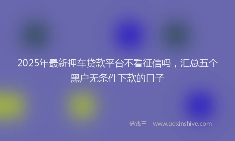 2025年最新押车贷款平台不看征信吗，汇总五个黑户无条件下款的口子
