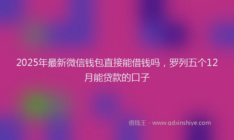 2025年最新微信钱包直接能借钱吗，罗列五个12月能贷款的口子