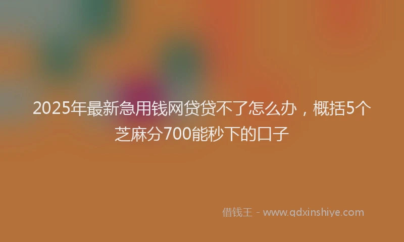 2025年最新急用钱网贷贷不了怎么办，概括5个芝麻分700能秒下的口子