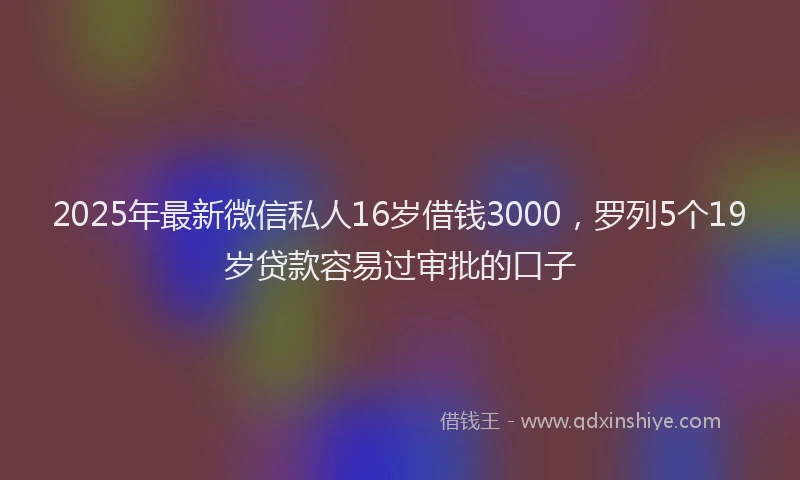 2025年最新微信私人16岁借钱3000，罗列5个19岁贷款容易过审批的口子