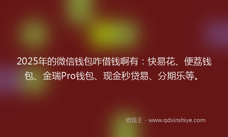 2025年的微信钱包咋借钱啊有：快易花、便荔钱包、金瑞Pro钱包、现金秒贷易、分期乐等。