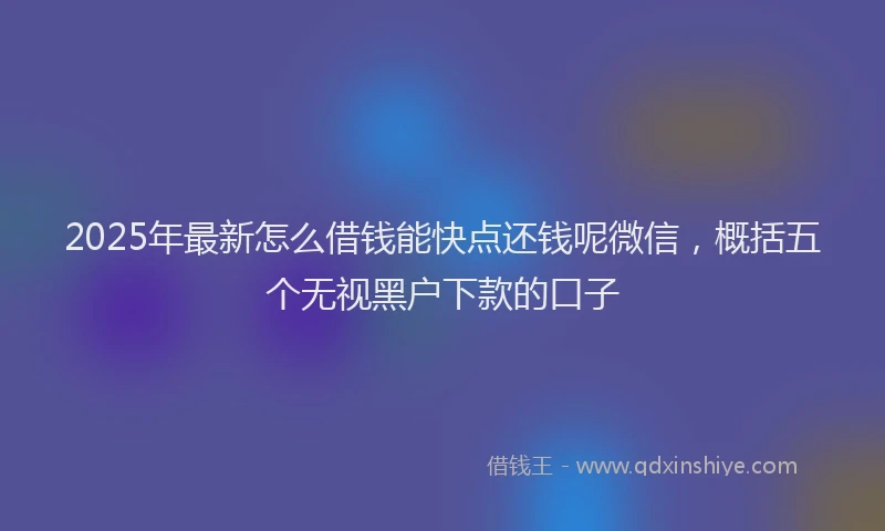 2025年最新怎么借钱能快点还钱呢微信，概括五个无视黑户下款的口子