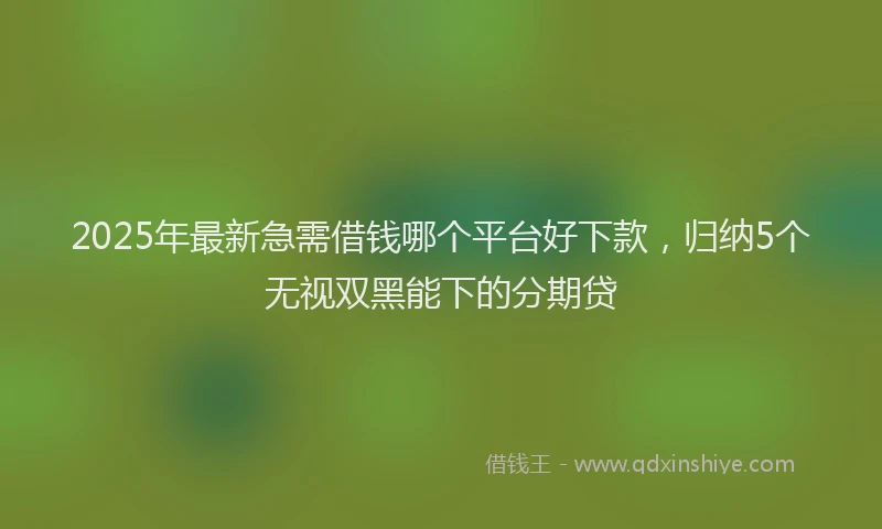 2025年最新急需借钱哪个平台好下款，归纳5个无视双黑能下的分期贷