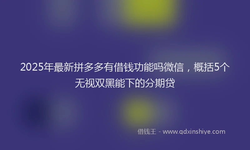 2025年最新拼多多有借钱功能吗微信，概括5个无视双黑能下的分期贷