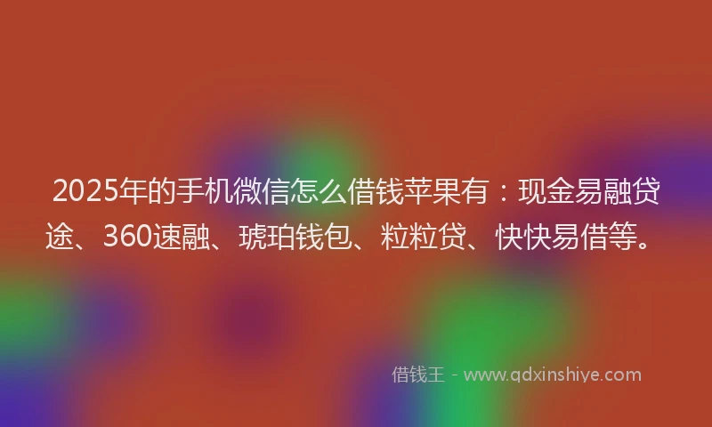 2025年的手机微信怎么借钱苹果有：现金易融贷途、360速融、琥珀钱包、粒粒贷、快快易借等。