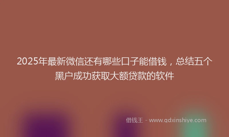 2025年最新微信还有哪些口子能借钱，总结五个黑户成功获取大额贷款的软件