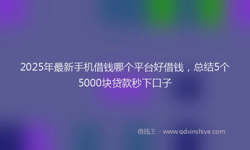 2025年最新手机借钱哪个平台好借钱，总结5个5000块贷款秒下口子