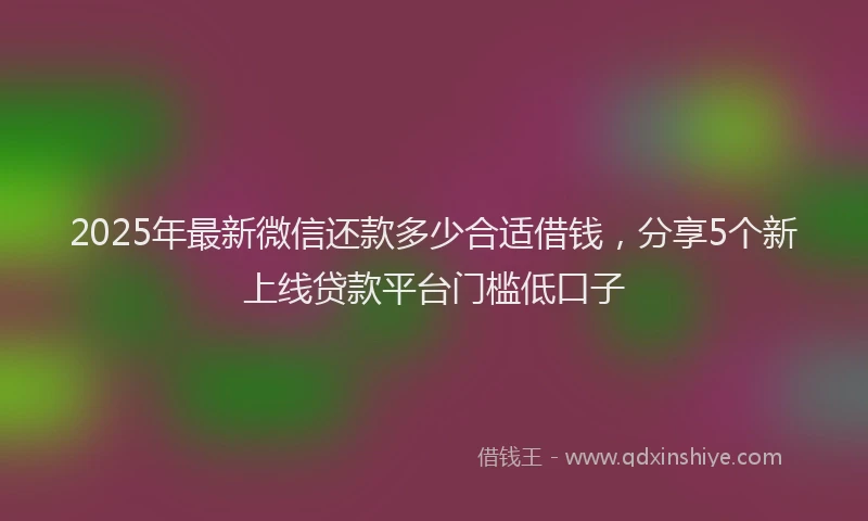 2025年最新微信还款多少合适借钱，分享5个新上线贷款平台门槛低口子