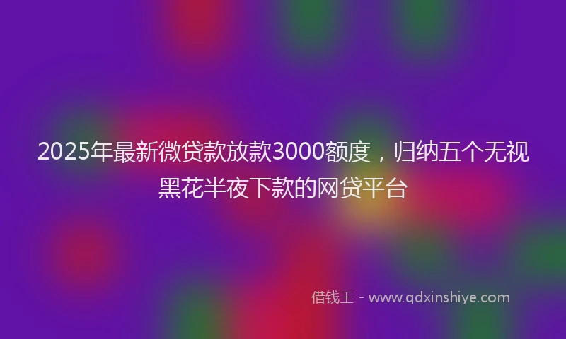 2025年最新微贷款放款3000额度，归纳五个无视黑花半夜下款的网贷平台