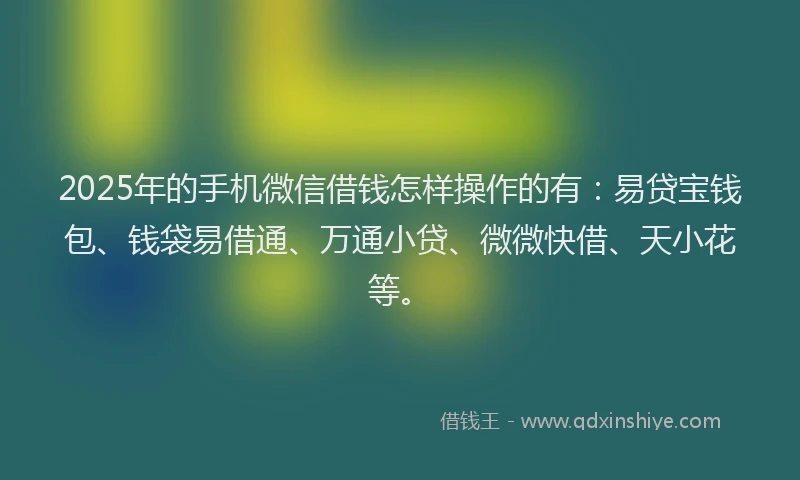 2025年的手机微信借钱怎样操作的有：易贷宝钱包、钱袋易借通、万通小贷、微微快借、天小花等。