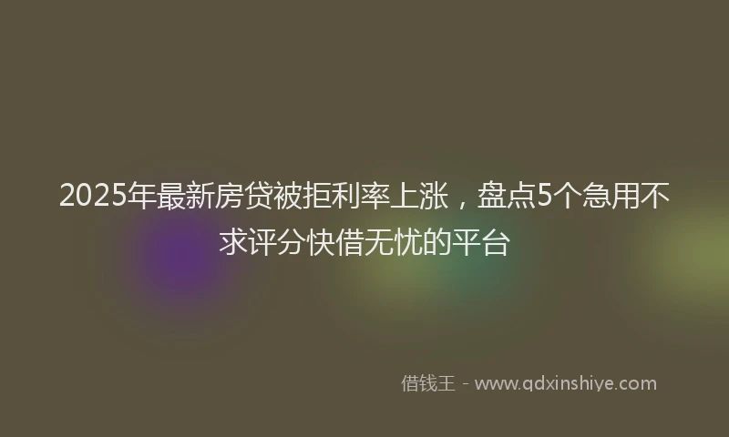 2025年最新房贷被拒利率上涨，盘点5个急用不求评分快借无忧的平台