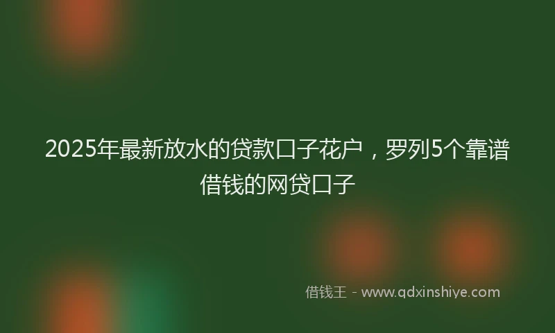 2025年最新放水的贷款口子花户，罗列5个靠谱借钱的网贷口子