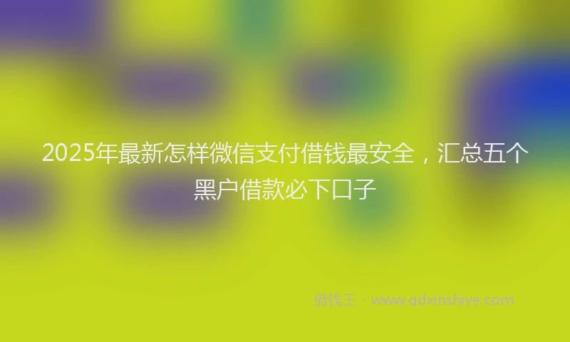 2025年最新怎样微信支付借钱最安全，汇总五个黑户借款必下口子