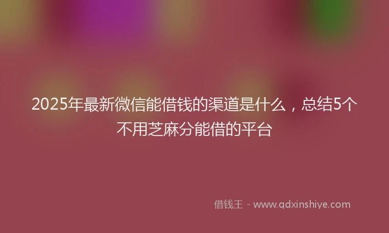 2025年最新微信能借钱的渠道是什么，总结5个不用芝麻分能借的平台