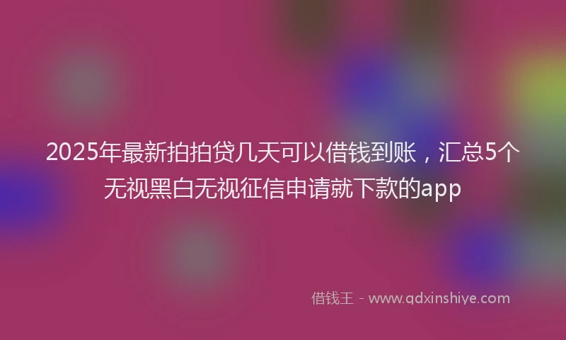 2025年最新拍拍贷几天可以借钱到账，汇总5个无视黑白无视征信申请就下款的app