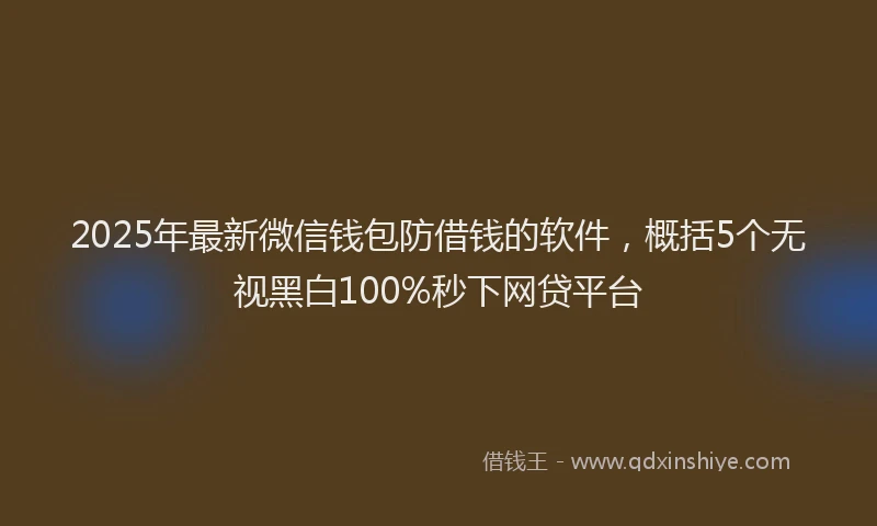 2025年最新微信钱包防借钱的软件，概括5个无视黑白100%秒下网贷平台