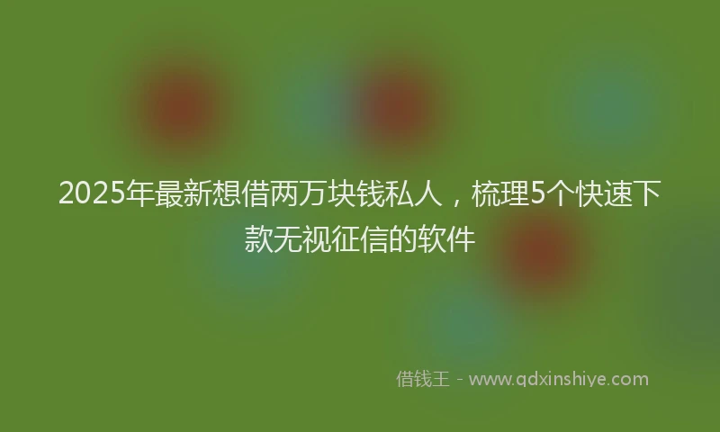 2025年最新想借两万块钱私人，梳理5个快速下款无视征信的软件