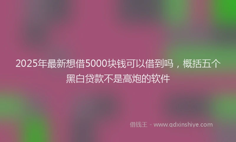 2025年最新想借5000块钱可以借到吗，概括五个黑白贷款不是高炮的软件