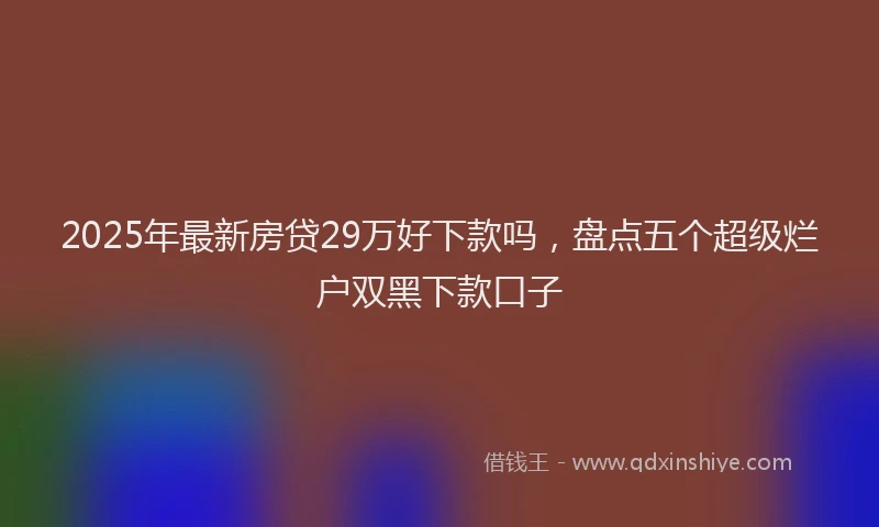 2025年最新房贷29万好下款吗，盘点五个超级烂户双黑下款口子
