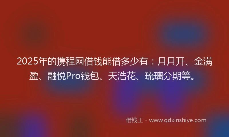 2025年的携程网借钱能借多少有：月月开、金满盈、融悦Pro钱包、天浩花、琉璃分期等。