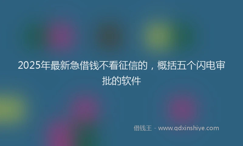 2025年最新急借钱不看征信的，概括五个闪电审批的软件
