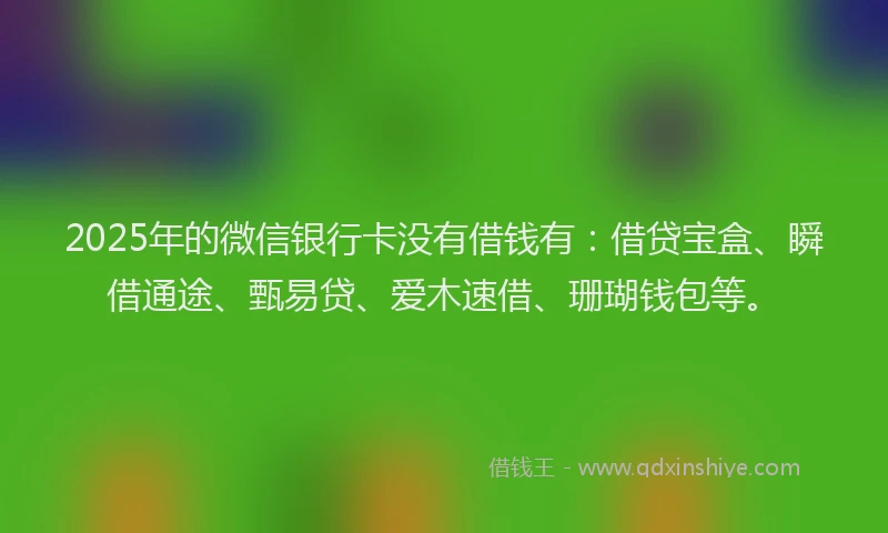 2025年的微信银行卡没有借钱有：借贷宝盒、瞬借通途、甄易贷、爱木速借、珊瑚钱包等。