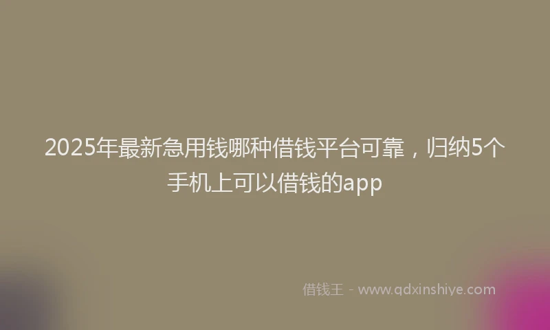 2025年最新急用钱哪种借钱平台可靠，归纳5个手机上可以借钱的app