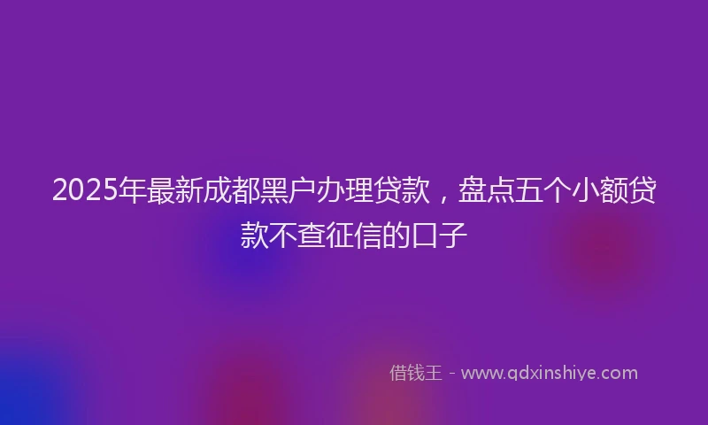 2025年最新成都黑户办理贷款，盘点五个小额贷款不查征信的口子