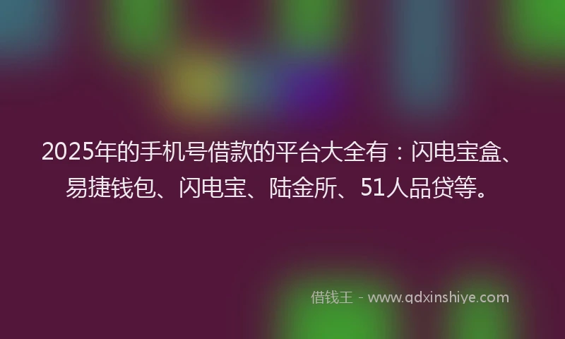 2025年的手机号借款的平台大全有：闪电宝盒、易捷钱包、闪电宝、陆金所、51人品贷等。