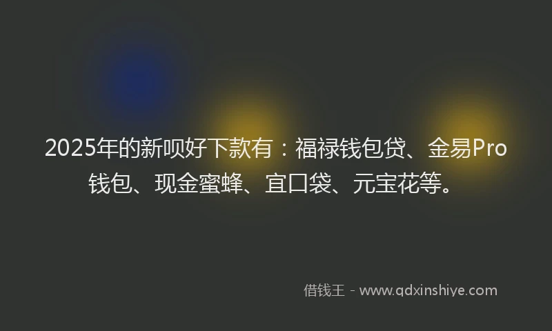 2025年的新呗好下款有：福禄钱包贷、金易Pro钱包、现金蜜蜂、宜口袋、元宝花等。