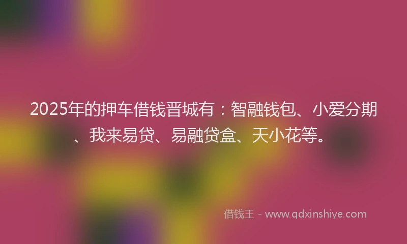 2025年的押车借钱晋城有：智融钱包、小爱分期、我来易贷、易融贷盒、天小花等。