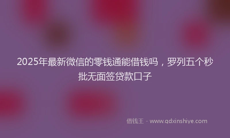 2025年最新微信的零钱通能借钱吗，罗列五个秒批无面签贷款口子