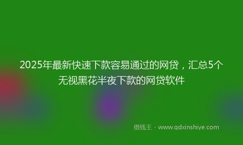 2025年最新快速下款容易通过的网贷，汇总5个无视黑花半夜下款的网贷软件