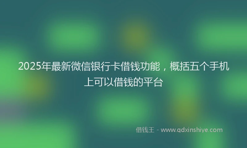 2025年最新微信银行卡借钱功能，概括五个手机上可以借钱的平台