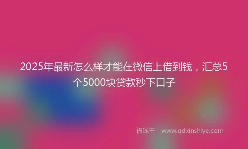 2025年最新怎么样才能在微信上借到钱，汇总5个5000块贷款秒下口子