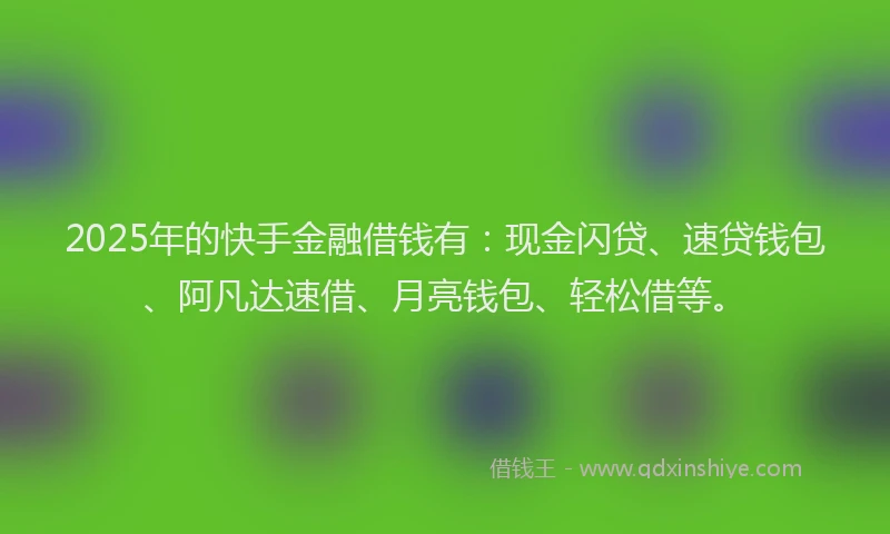 2025年的快手金融借钱有：现金闪贷、速贷钱包、阿凡达速借、月亮钱包、轻松借等。