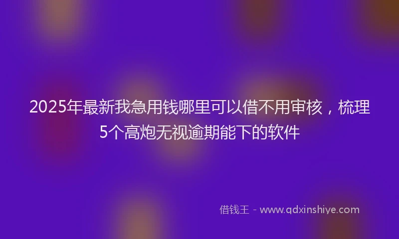 2025年最新我急用钱哪里可以借不用审核，梳理5个高炮无视逾期能下的软件