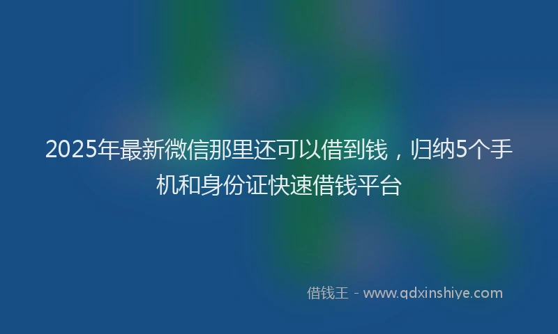 2025年最新微信那里还可以借到钱，归纳5个手机和身份证快速借钱平台