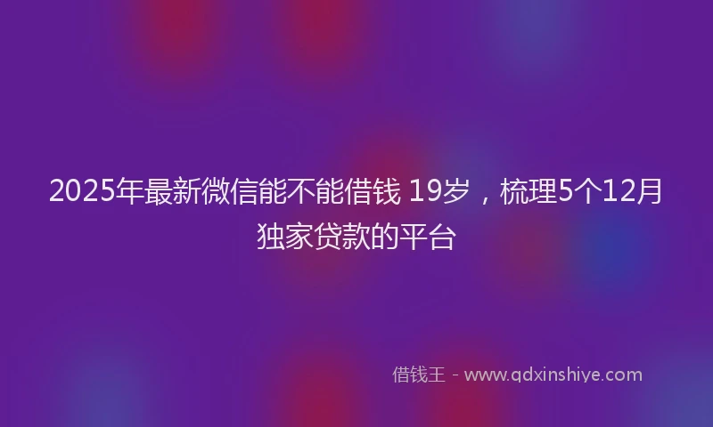 2025年最新微信能不能借钱 19岁，梳理5个12月独家贷款的平台