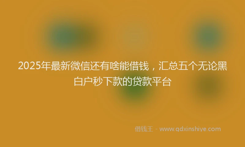 2025年最新微信还有啥能借钱，汇总五个无论黑白户秒下款的贷款平台