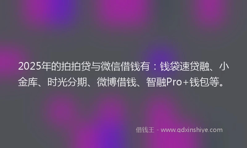 2025年的拍拍贷与微信借钱有：钱袋速贷融、小金库、时光分期、微博借钱、智融Pro+钱包等。